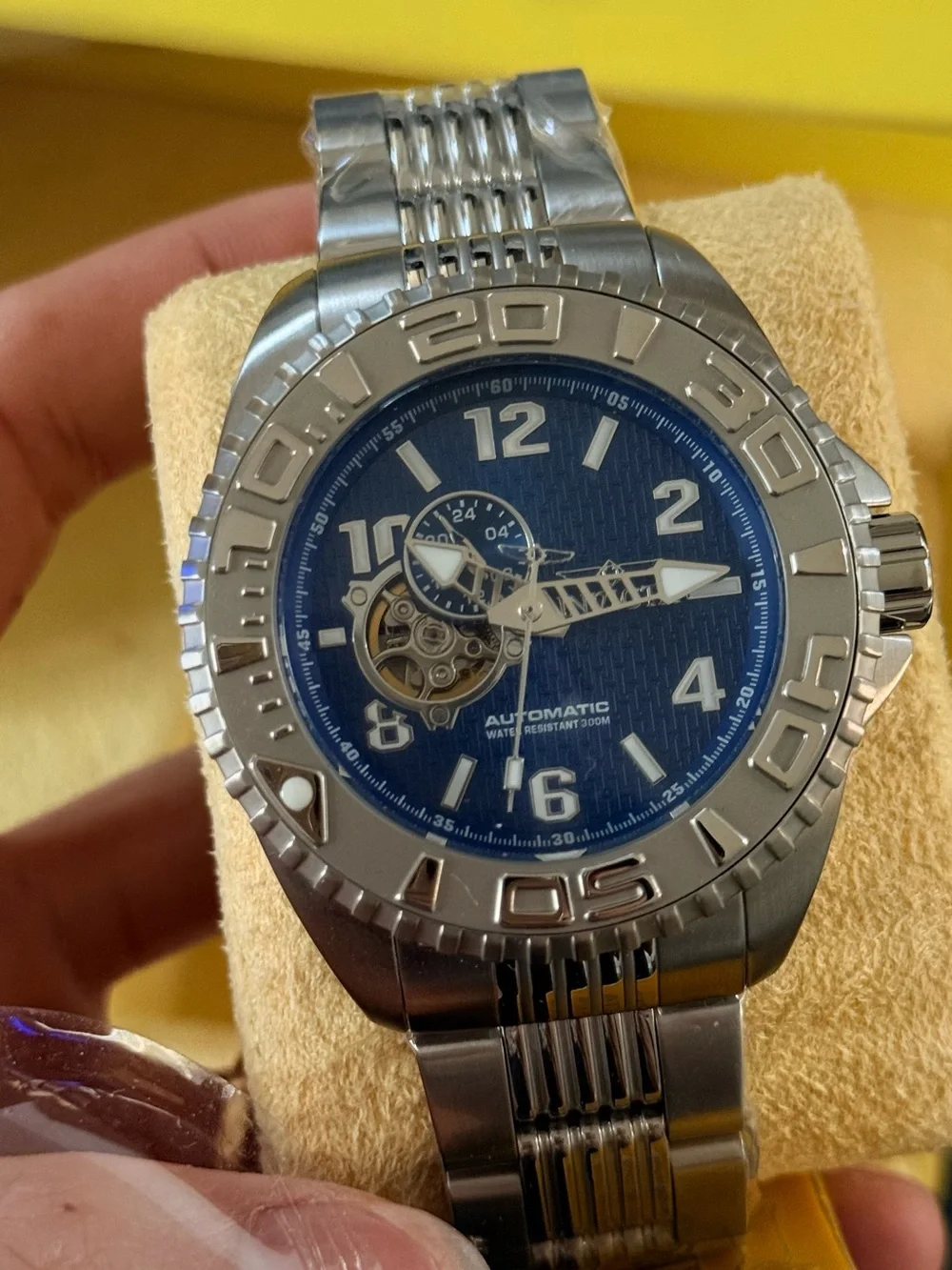 Invicta Automatic NH39A Men's Silver Stainless Steel Watch with Blue Dial